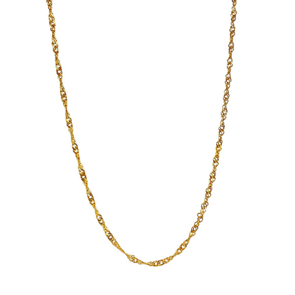 18K Yellow Gold Plated Stainless Steel Twisted Water Wave Chain Necklace - Picture 1 of 11